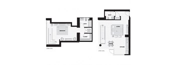 a floor plan of a house with bedrooms and a living room