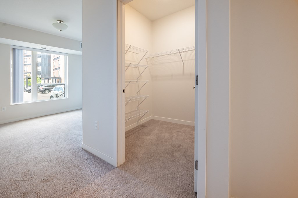 a walk in closet at Sonder Point 50+ Apartments, Minnesota
