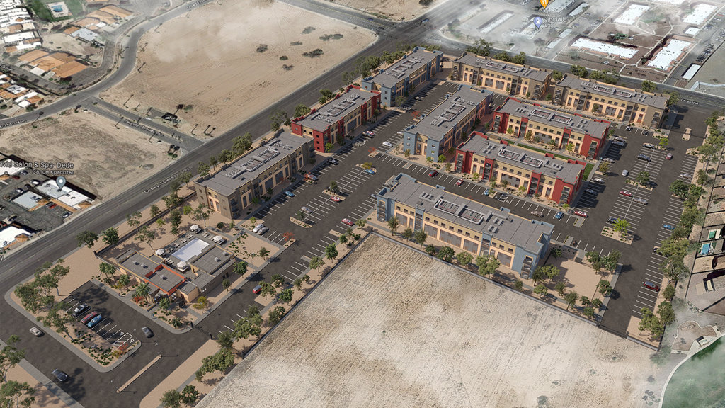 an aerial view of a city