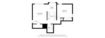 1bd 1bth B Floor Plan at Ames Lake Neighborhood Apartments, St. Paul, 55106