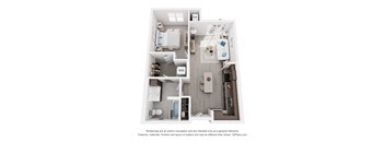 a 1 bedroom floor plan with a bathroom and a living room