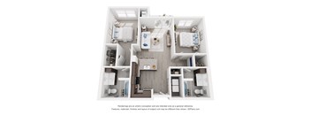 a 3 bedroom floor plan with a bedroom and a living room
