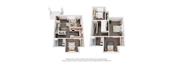 A diagram showing the layout of a house with three bedrooms, a living room, a kitchen, a bathroom, and a hallway.