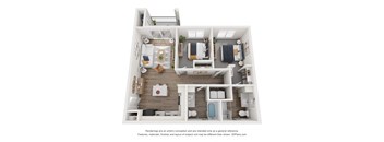 a 1 bedroom floorplan is shown in this rendering