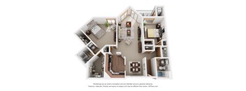 a 1 bedroom floor plan is shown in this rendering