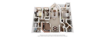 a 3d floor plan of a house with a bedroom and a living room