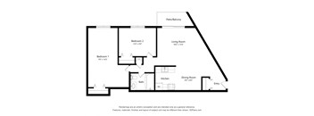 a floor plan of a residence with an open floor plan and a triangle shaped diagram