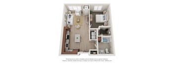 1Bd 1Ba Floor Plan at The Landing at Amber Fields Apartments, Rosemount, 55068