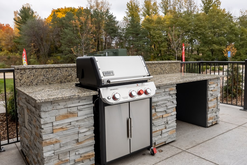 grill in outdoor patio area