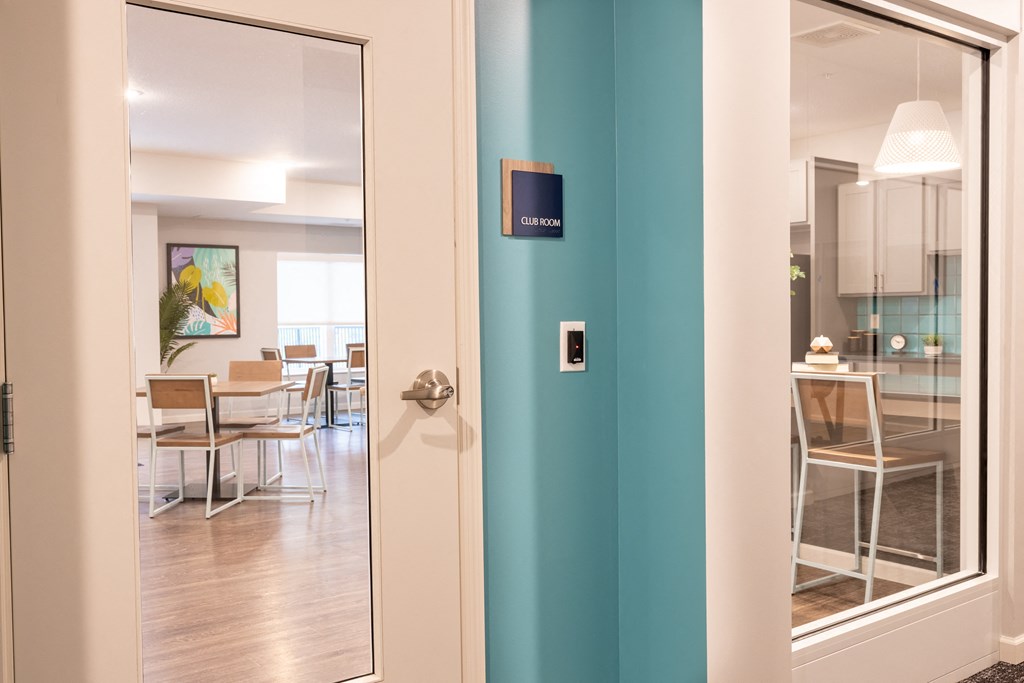 Secured door leading into club room