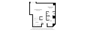 a floor plan of a unit with a bedroom and living room