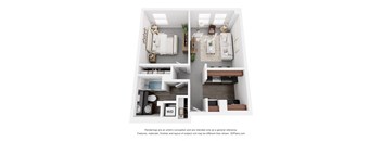 One Bedroom Floor Plan at Parkside Apartments, St. Paul, 55101