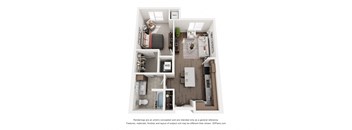 a 1 bedroom floor plan with a bathroom and a living room