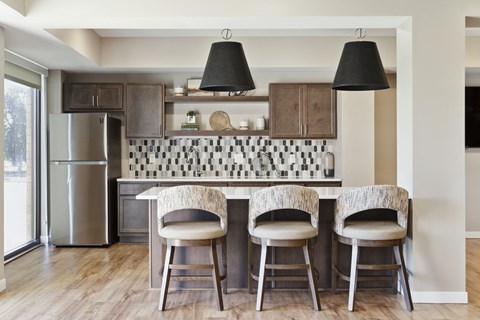 Kitchen counters at Sonder Point 50+ Apartments, Minnesota, 55430