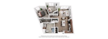 a 1 bedroom floor plan with a bathroom and a living room