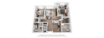 a 3 bedroom floor plan with a bathroom and a living room