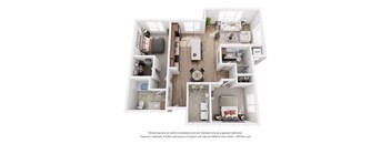 a stylized floor plan of a 1 bedroom apartment
