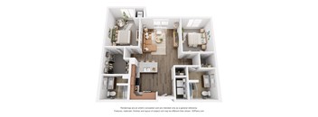 a 3 bedroom floor plan of a 2100 sq ft apartment