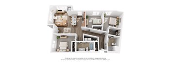 a 3d rendering of the floor plan of a bedroom