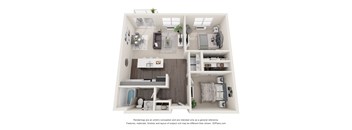 a 3d floor plan of a house with a bedroom