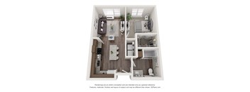 a 1 bedroom floor plan with a bathroom and a living room