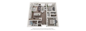 a 3d floor plan of a house with a bedroom
