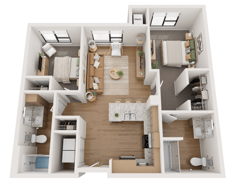 a floor plan of a 3 bedroom apartment at the crossings at white marsh apartments in white marsh