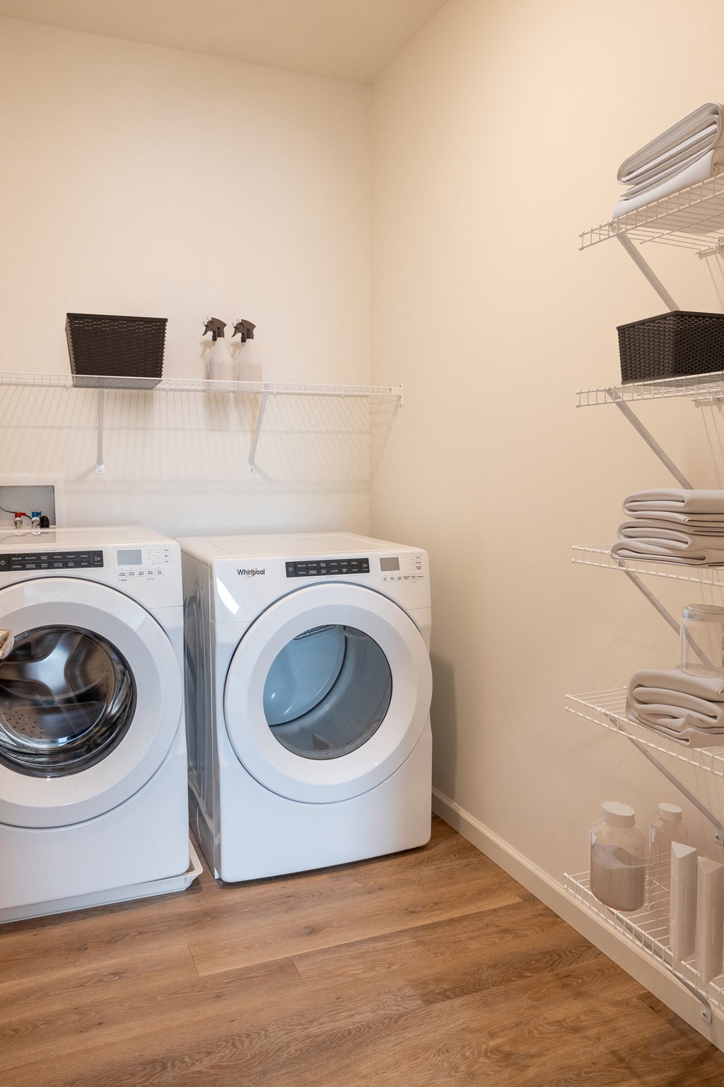 a washer and a dryer in a laundry room