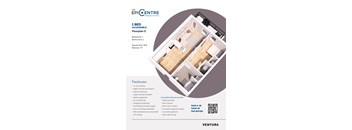 A floor plan for a 1 bedroom accessible apartment with a balcony.