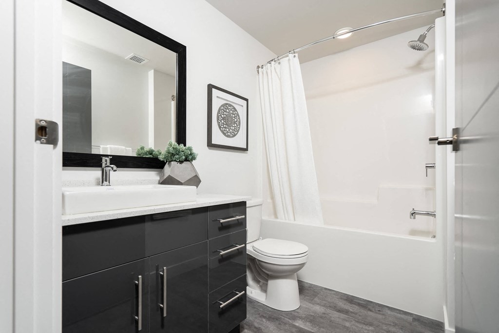 a bathroom with a sink and a toilet and a shower