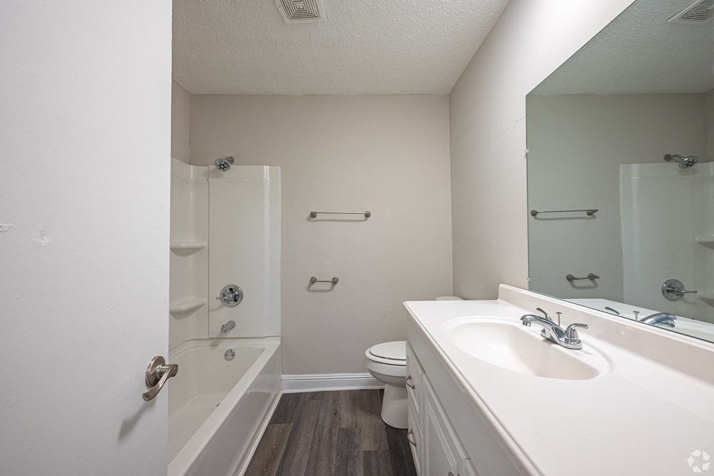a bathroom with a sink and a shower and a toilet