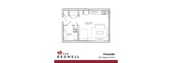 Fireside Studio Floorplan at The Redwell Apartments, Minnesota 55401