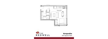 Keepsake Studio Floorplan at The Redwell Apartments, Minnesota