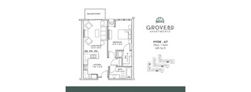 Hyde - A7 Floor Plan at Grove80 Apartments, Cottage Grove, 55016