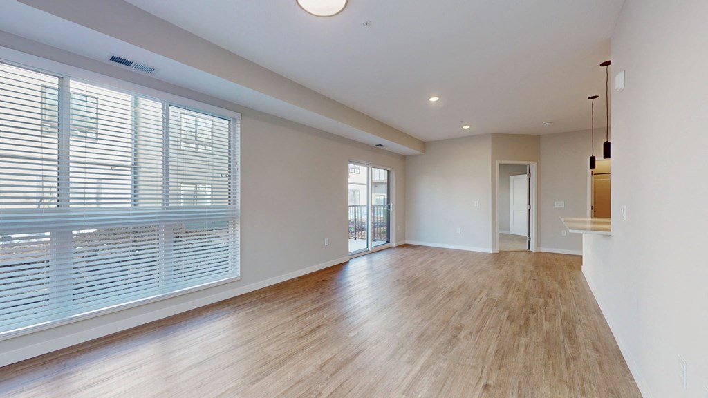 large empty living and dining space