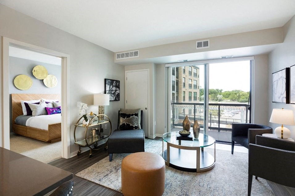 Living Room With Expansive Window Residences at 1700, Minnesota