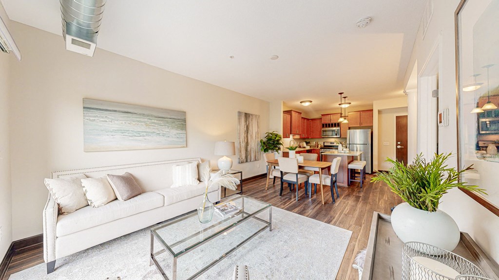 Living Room With Kitchen at Victoria Flats, Victoria, MN