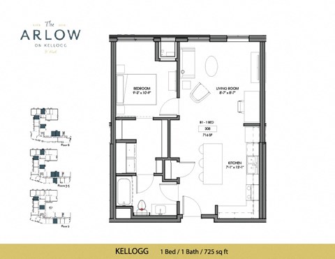 Kellogg Floor Plan at The Arlow on Kellogg, St Paul, MN, 55102