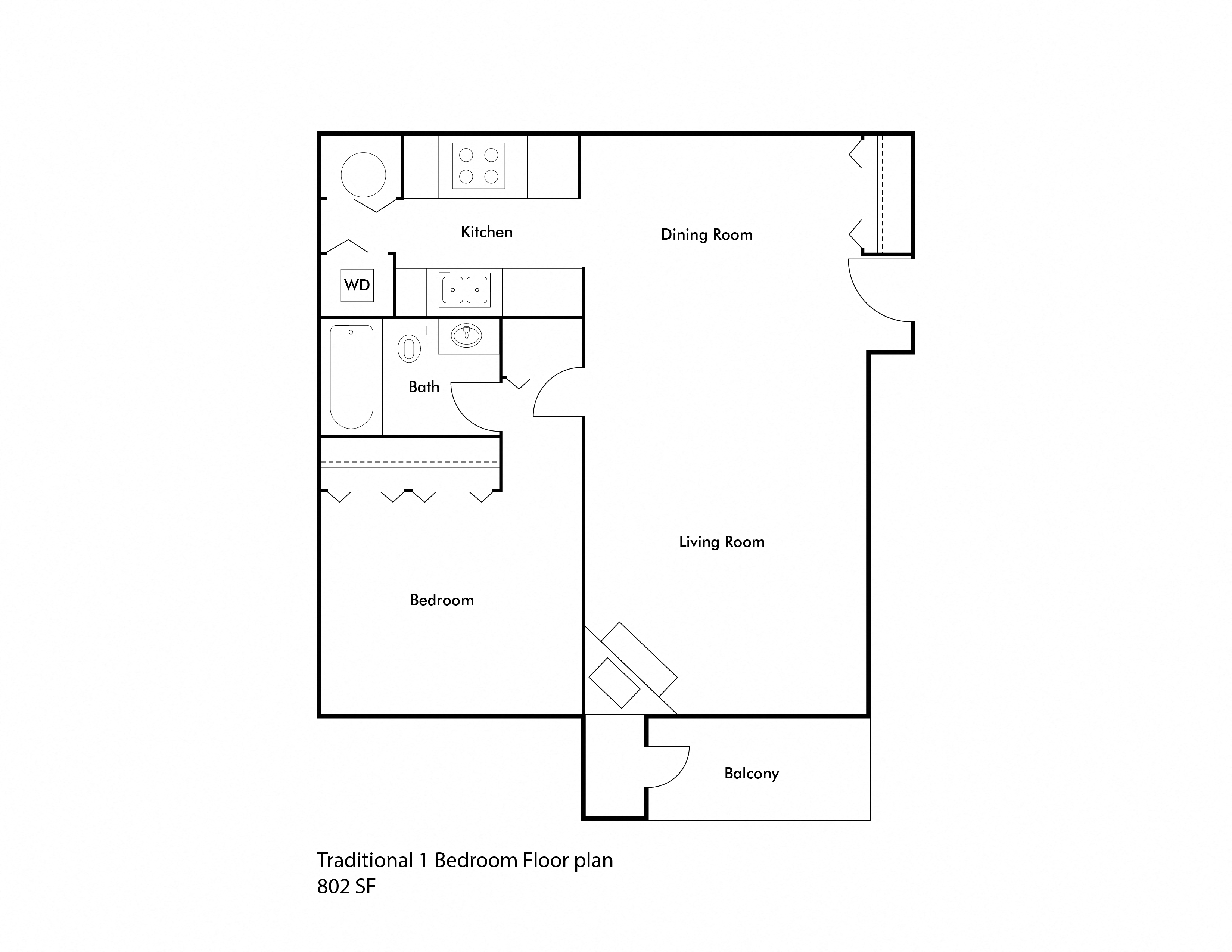 1 bedroom floor plan drawing with 1 bath 802 sq ft at Cinnamon Ridge Apartments, Eagan, MN, 55122