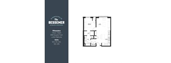 1Bed 1Bath 658 sq.ft._Juliet at The Bessemer at Seward Commons Apartments, MN, 55404