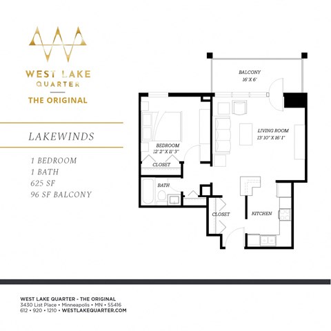 Lakewinds Floor Plan at The Original at West Lake Quarter, Minneapolis, MN