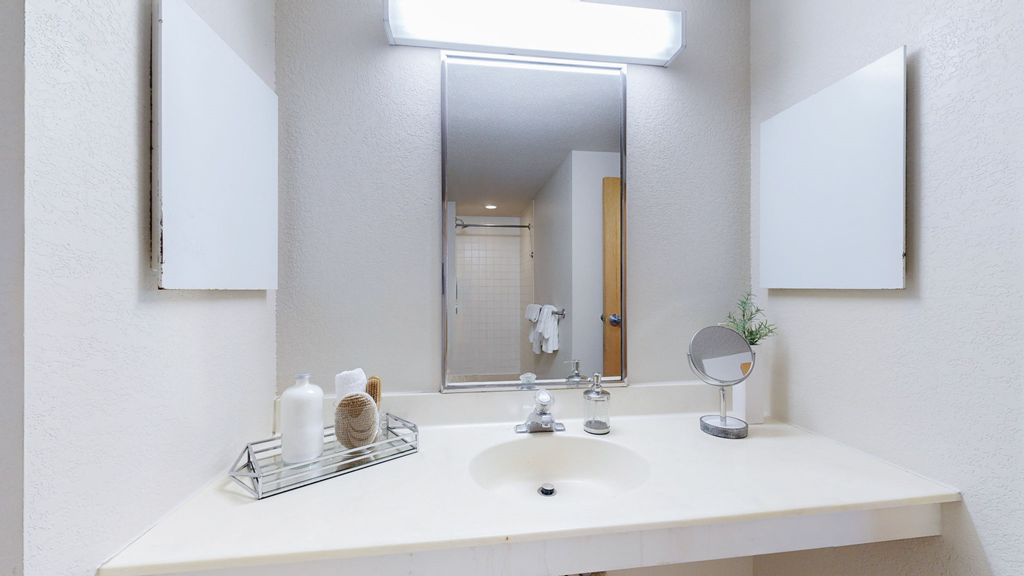 a bathroom with a sink and a mirror at Bierman Place, Minneapolis, MN, 55414