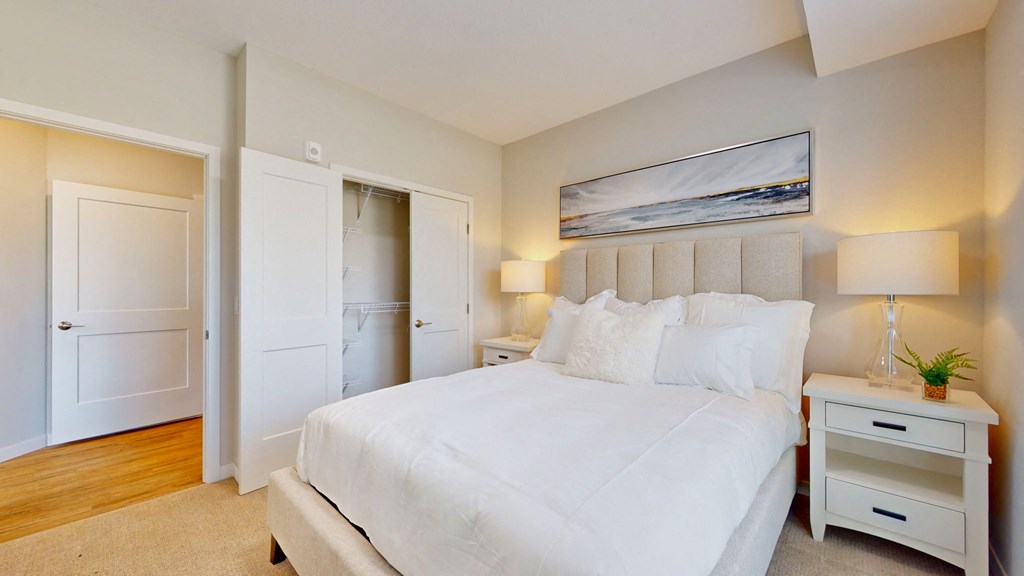 large bedroom with bed