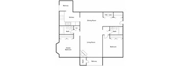 2 bedroom 2 bath deluxe floor plan drawing at Cinnamon Ridge Apartments, Eagan, 55122