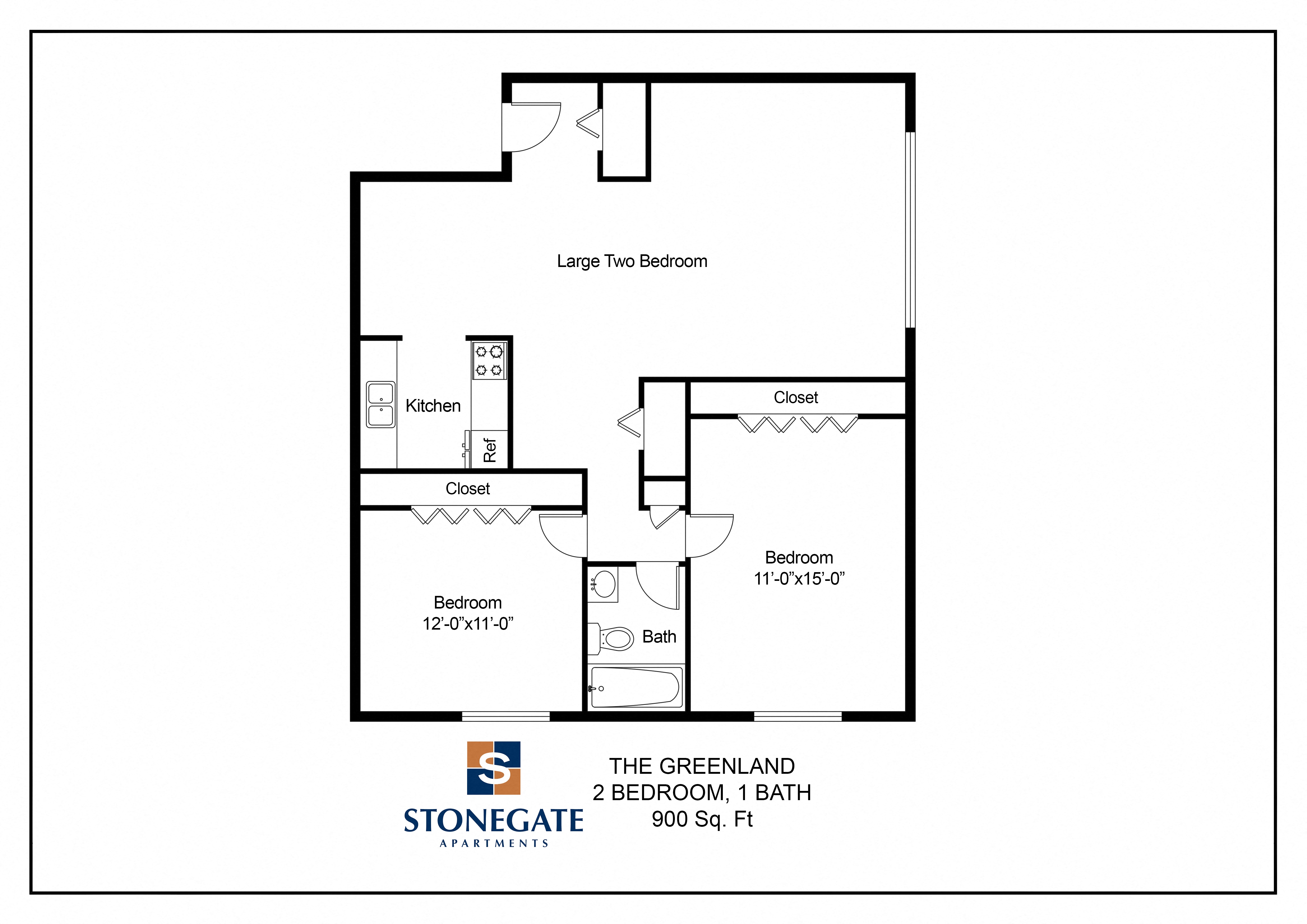 a floor plan of the greenland 2 bedroom apartment