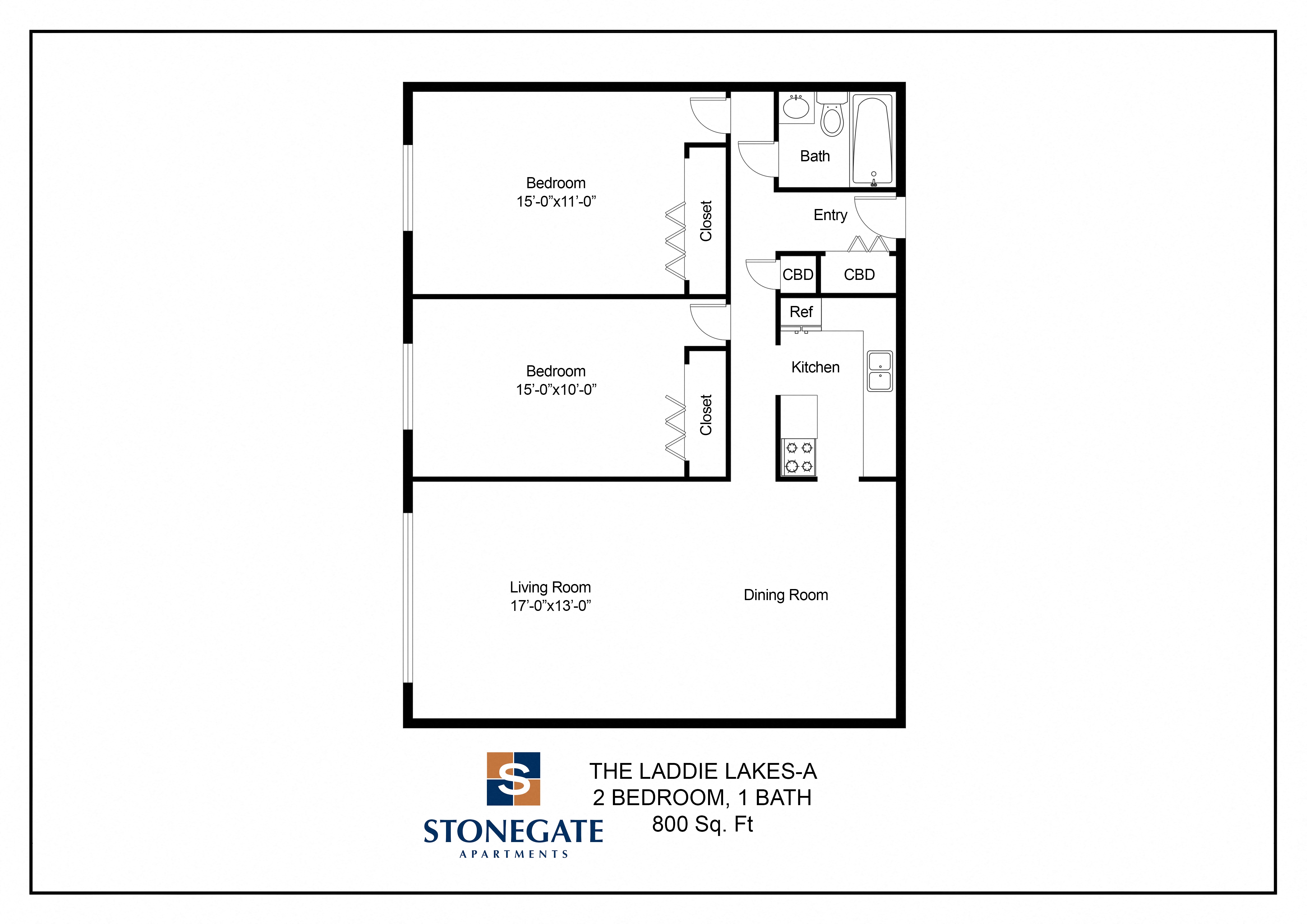 the floor plan of the laddies lakes 2 bedroom
