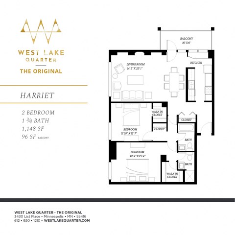 Harriet Floor Plan at The Original at West Lake Quarter, Minnesota, 55416