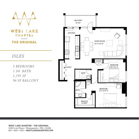 Isles Floor Plan at The Original at West Lake Quarter, Minneapolis, MN