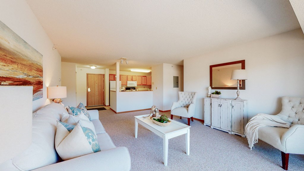 two bedroom, st claire, living room looking at kitchen