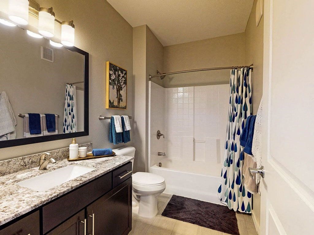 One bedroom apartment bathroom at The Axis, Plymouth